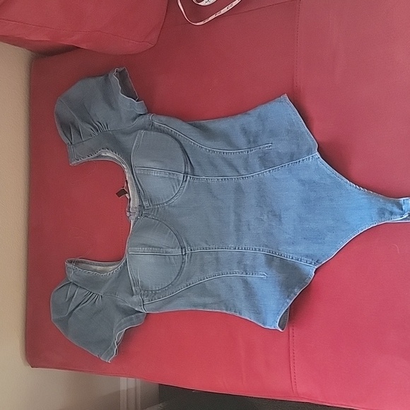 Blashe Short Sleeve Denim fitted top size L - Picture 7 of 16